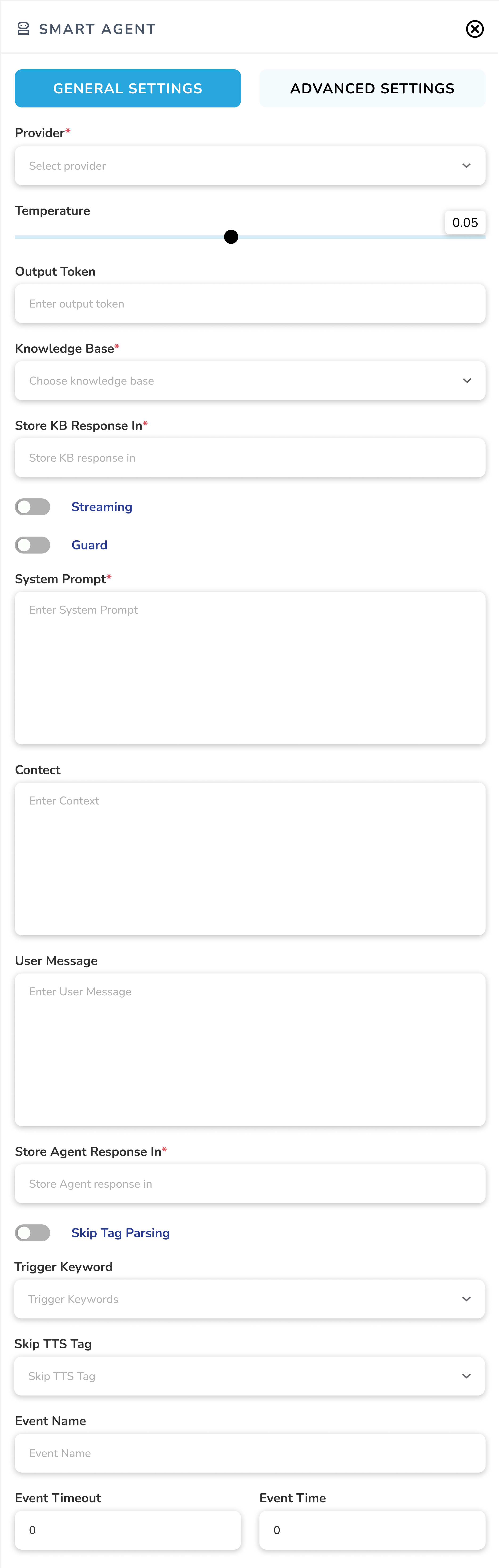 Flow - Smart Agent General Settings